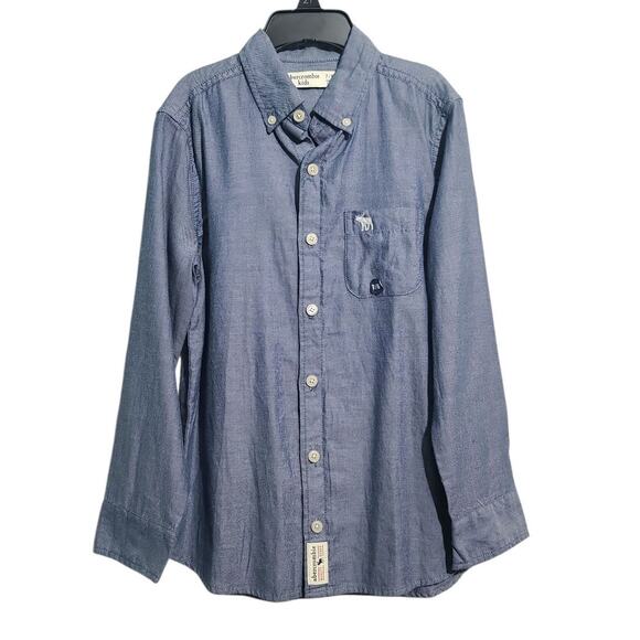 Abercrombie Kids Blue Chambray Button Shirt Size 7/8 NWT - Picture 1 of 4